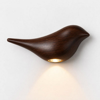 Amorly Dark Wood Grain Bird Wall Sconce, Rechargeable Motion Sensor Wireless Wall Light,for Bedroom, Hallway, Stairway (Left Facing) - image 1