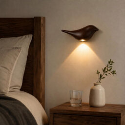 Amorly Dark Wood Grain Bird Wall Sconce, Rechargeable Motion Sensor Wireless Wall Light,for Bedroom, Hallway, Stairway (Left Facing) - thumbnail 2