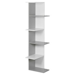 Urbn-Living Urbnliving Height 141Cm 5 Tier Wooden Modern Corner Bookcase Shelves White And Grey Colour Living Room Storage - thumbnail 1