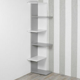 Urbn-Living Urbnliving Height 141Cm 5 Tier Wooden Modern Corner Bookcase Shelves White And Grey Colour Living Room Storage - thumbnail 3