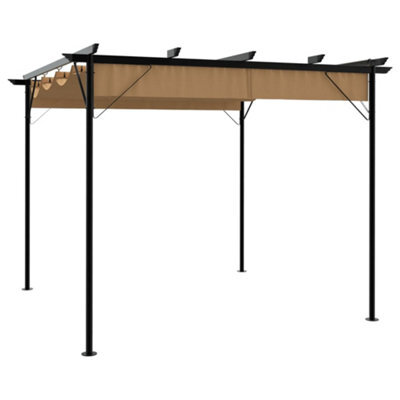Pergola With Retractable Roof Taupe 3X3 M Steel 180 G/ma - image 1