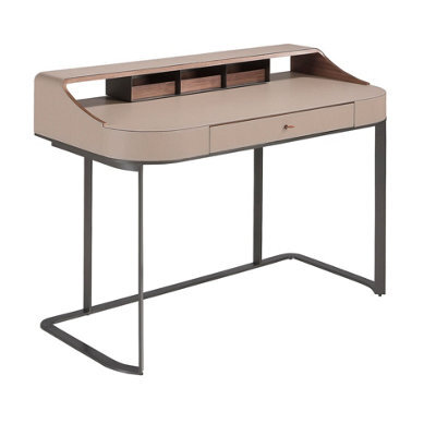 Angel Cerda Desktop Dressing Table Leatherette, Walnut And Gray Steel - image 1