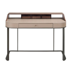 Angel Cerda Desktop Dressing Table Leatherette, Walnut And Gray Steel - thumbnail 2