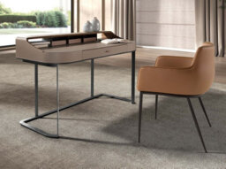 Angel Cerda Desktop Dressing Table Leatherette, Walnut And Gray Steel - thumbnail 3
