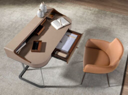 Angel Cerda Desktop Dressing Table Leatherette, Walnut And Gray Steel - thumbnail 6