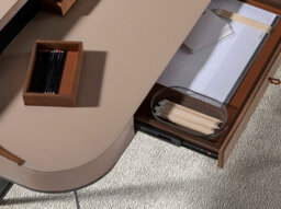 Angel Cerda Desktop Dressing Table Leatherette, Walnut And Gray Steel - thumbnail 5