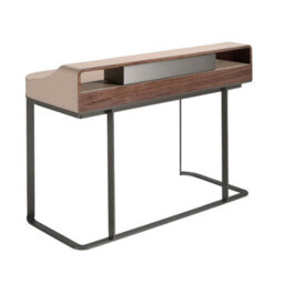 Angel Cerda Desktop Dressing Table Leatherette, Walnut And Gray Steel - thumbnail 7