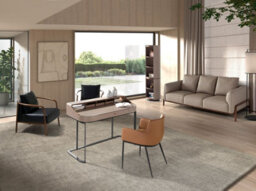 Angel Cerda Desktop Dressing Table Leatherette, Walnut And Gray Steel - thumbnail 4