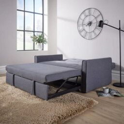 Home Source Charleston Extra Wide 2 Seater Linen Dark Grey Double Sofa Bed - thumbnail 4