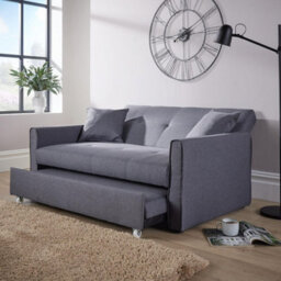 Home Source Charleston Extra Wide 2 Seater Linen Dark Grey Double Sofa Bed - thumbnail 2
