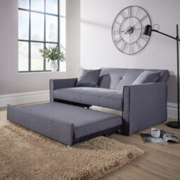Home Source Charleston Extra Wide 2 Seater Linen Dark Grey Double Sofa Bed - thumbnail 3