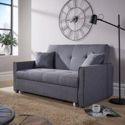 Home Source Charleston Extra Wide 2 Seater Linen Dark Grey Double Sofa Bed - thumbnail 1