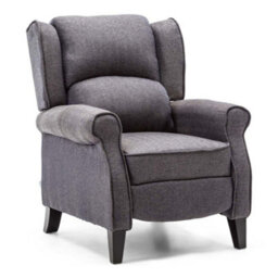 More4Homes Eaton Wing Back Fireside Herringbone Fabric Recliner Armchair Sofa Chair Reclining Cinema (Herringbone Blue) - thumbnail 2