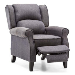 More4Homes Eaton Wing Back Fireside Herringbone Fabric Recliner Armchair Sofa Chair Reclining Cinema (Herringbone Blue) - thumbnail 3