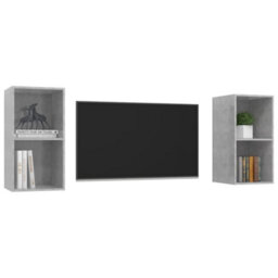 Berkfield Wall-Mounted Tv Cabinets 2 Pcs Concrete Grey Engineered Wood - thumbnail 3