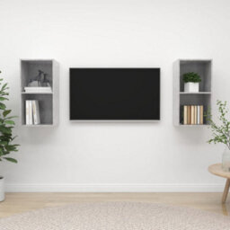Berkfield Wall-Mounted Tv Cabinets 2 Pcs Concrete Grey Engineered Wood - thumbnail 1
