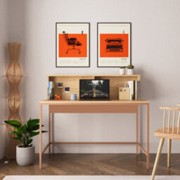 120Cm Wide Home Office Desk, Stylish Wooden Desk, Work Desk For Home Office, Computer Table&office Table (Oak&terracotta, Olivia)