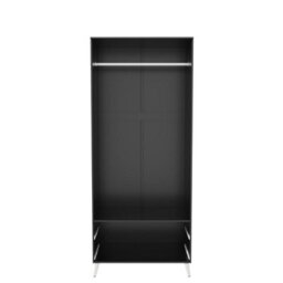 Urbn-Living Urbnliving 180Cm Height White Wardrobe With Black 2 Door 2 Drawer Modern Bedroom Clothes Storage Hanging Rail - thumbnail 6