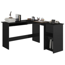 Berkfield L-Shaped Corner Desk High Gloss Black 120X140X75 Cm Engineered Wood - thumbnail 3