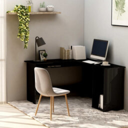 Berkfield L-Shaped Corner Desk High Gloss Black 120X140X75 Cm Engineered Wood