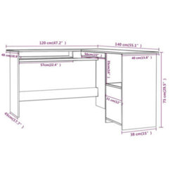 Berkfield L-Shaped Corner Desk High Gloss Black 120X140X75 Cm Engineered Wood - thumbnail 6