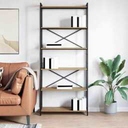 Berkfield Bookcase Artisan Oak 80 X 30 X 188 Cm Engineered Wood - thumbnail 4
