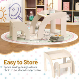 Costway Kids Desk And Chair Set Wooded Toddler Play Table Activity Table Set, White - thumbnail 8