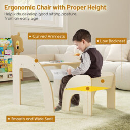 Costway Kids Desk And Chair Set Wooded Toddler Play Table Activity Table Set, White - thumbnail 7