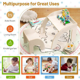 Costway Kids Desk And Chair Set Wooded Toddler Play Table Activity Table Set, White - thumbnail 5