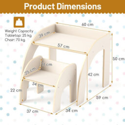 Costway Kids Desk And Chair Set Wooded Toddler Play Table Activity Table Set, White - thumbnail 2