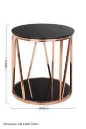 Orsina Durable Round Rose Gold Finish Side Table, Side Table For Livingroom, Tempered Glass Modern Side Table - thumbnail 5