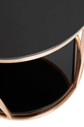 Orsina Durable Round Rose Gold Finish Side Table, Side Table For Livingroom, Tempered Glass Modern Side Table - thumbnail 3