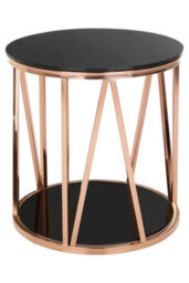 Orsina Durable Round Rose Gold Finish Side Table, Side Table For Livingroom, Tempered Glass Modern Side Table - thumbnail 2