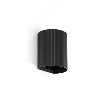 Luminosa Lighting Luminosa Sole Round Fluted Flush Wall Lamp Black 1X Gu10