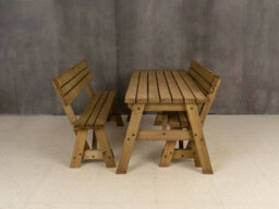 Arbor Garden Solutions Victoria Wooden Picnic Bench And Table Set, Space-Saving Outdoor Dining Set With Backrest (6Ft, Rustic Brown) - thumbnail 5