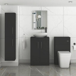 Royal Bathrooms Turin 800mm Freestanding Bathroom Vanity Unit With Sink 2 Door Matt Black & Nova Countertop Basin - thumbnail 3