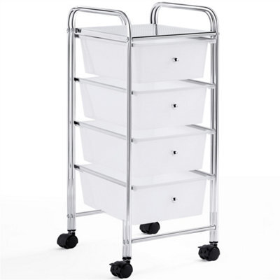 Yaheetech 4 Drawer Rolling Storage Cart Bin For Office Home White - image 1