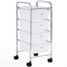 Yaheetech 4 Drawer Rolling Storage Cart Bin For Office Home White - thumbnail 1
