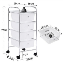 Yaheetech 4 Drawer Rolling Storage Cart Bin For Office Home White - thumbnail 3