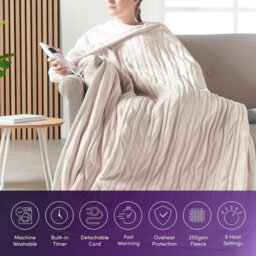 Emperial Heated Throw Electric Blanket Soft Fleece 9 Hr Timer Machine Washable - Cream - thumbnail 3