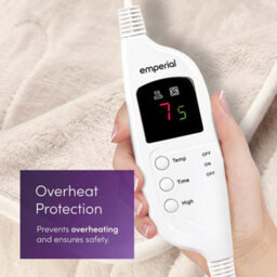 Emperial Heated Throw Electric Blanket Soft Fleece 9 Hr Timer Machine Washable - Cream - thumbnail 6