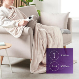 Emperial Heated Throw Electric Blanket Soft Fleece 9 Hr Timer Machine Washable - Cream - thumbnail 7