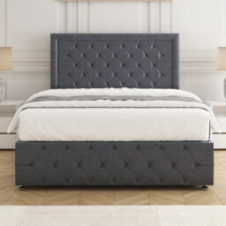 Bsspoke Lena Divan Bed Steel Plush Velvet 24Inch Headboard & Footboard No Mattress No Drawers In Single Double King 4Ft 6Ft - thumbnail 2
