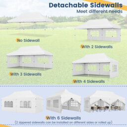 Costway 3M X 6M Pop Up Canopy Tent Garden Gazebo Canopy Sun Shelter W/ 6 Sidewalls - thumbnail 8
