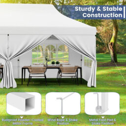Costway 3M X 6M Pop Up Canopy Tent Garden Gazebo Canopy Sun Shelter W/ 6 Sidewalls - thumbnail 5