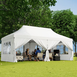 Costway 3M X 6M Pop Up Canopy Tent Garden Gazebo Canopy Sun Shelter W/ 6 Sidewalls - thumbnail 4
