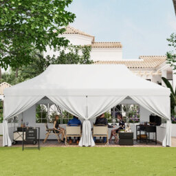 Costway 3M X 6M Pop Up Canopy Tent Garden Gazebo Canopy Sun Shelter W/ 6 Sidewalls - thumbnail 1