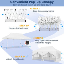 Costway 3M X 6M Pop Up Canopy Tent Garden Gazebo Canopy Sun Shelter W/ 6 Sidewalls - thumbnail 7