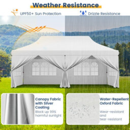 Costway 3M X 6M Pop Up Canopy Tent Garden Gazebo Canopy Sun Shelter W/ 6 Sidewalls - thumbnail 6
