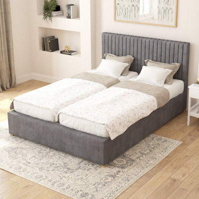 Aspire Grant Electric Adjustable Bed Upholstered With Pocket Sprung Mattress Uk Made, Plush Steel, Size King - image 1